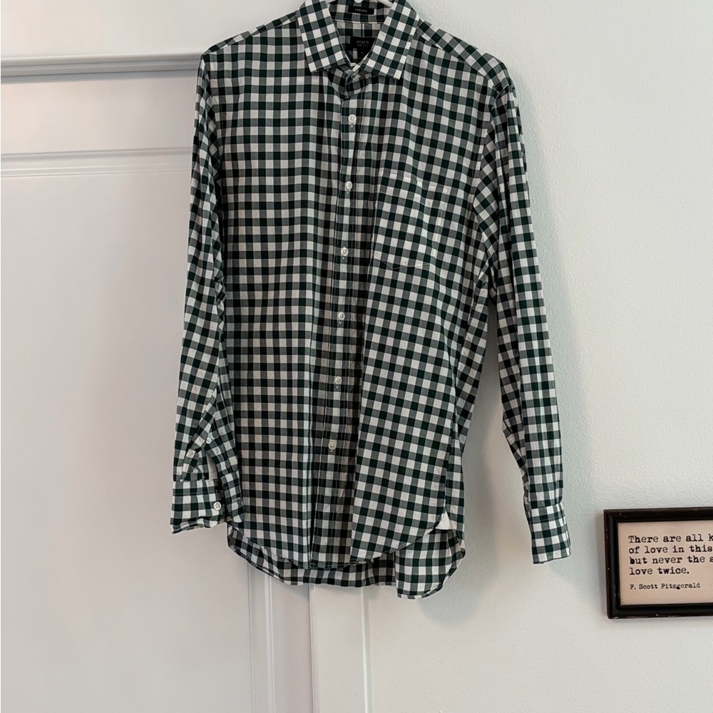 Banana Republic Black and White Checkered Dress Shirt